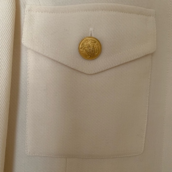 Ralph Lauren Cream Worsted Wool Gold Buttons Military Blazer - Picture 2 of 9